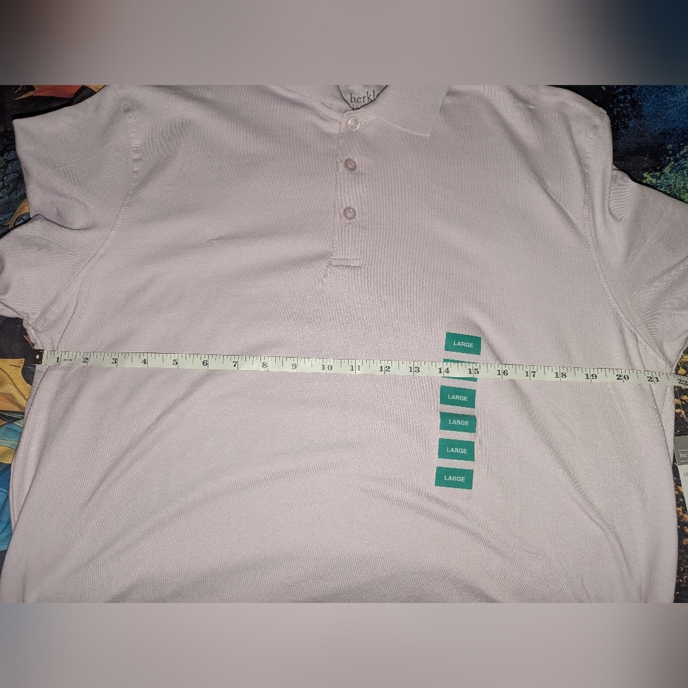 BERKELEY & JENSEN Men's Lavender Polo Shirt L - Picture 4 of 8